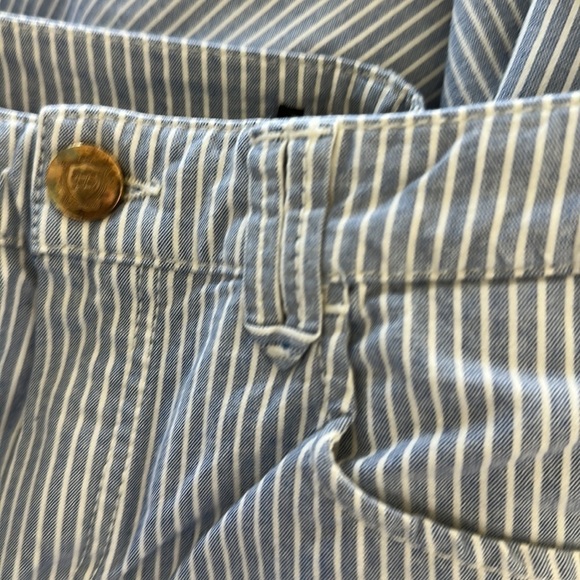 MASSIMO DUTTI WOMEN SLIM FIT CROPPED MIDWAIST TROUSERS blue and white stripes 4 - Picture 8 of 9